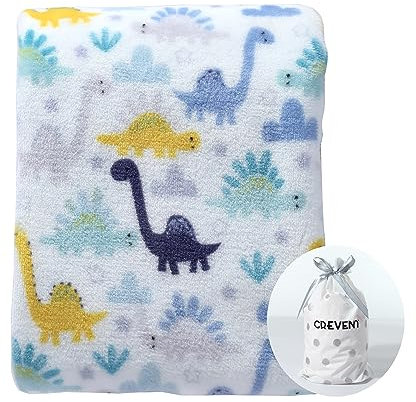 CREVENT 75cmX100cm Gemütliche Flauschige warme Fleece Baby Krippe Decke für Jungen Kleinkind Krippe Cot Kinderwagen (Dinosaurier)