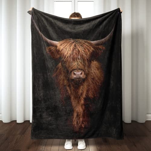 Highland-Kuh-Decke, superweich, warm, Hochland-Kuh-Überwurf, Decke – leicht, gemütlich, Flanell, Kuh-Druck, Überwurf, Decke, Bett, Couch, Sofa, Büro, Dekoration, Damen und Herren, 127x10 cm