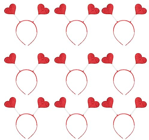SOLUSTRE 9 Stücke Pailletten Herz Haarreif Haarband Damen Stirnband Haarschmuck Braut Mädchen Kopfbedeckung Valentinstag Kostüm Deko Hochzeit Party Cosplay Fotografie Requisiten