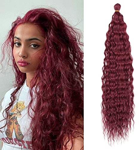 22 Zoll 3 Packs Tief Twist Crochet Hair Ocean Wave Curly Bohemian Crochet Braids Deep Wave Hair Bundles Synthetische Haarverlängerungen für Frauen Mädchen