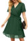 GRECERELLE Womens Summer Casual Wrap Dress Chiffon Cute Pleated Beach Tie Waist Dresses for Women (Blackish Green, L)