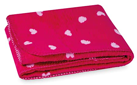 Julius Zöllner Schmusedecke-Baumwolldecke Jacquard | Gr. 75x100 cm | Made in Germany | 100% Baumwolle | OEKO-TEX® STANDARD 100 | Herzchen pink