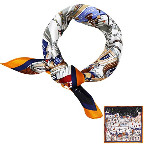 ZhaoCo Bufandas Cuadrado de 100% Seda de Morera, 53 x 53cm Pequeña Moda Suave Pañuelo Cuello Regalos para Mujeres (SS53-013)