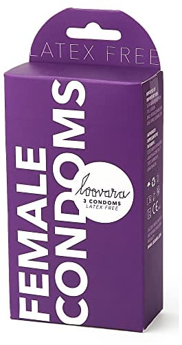 Loovara Preservativi femminili Loovara senza lattice, confezione da 3-3 preservativi, dispositivo medico, ipoallergenici, extra sottili, robusti, più resistenti del lattice, inodori