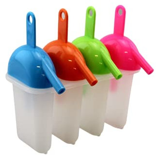 Ice Lolly Popsicle Molds with Straw 4 Pack BPA Free Freezer Pop Mold Maker for Juice Yogurt Fruit Kids