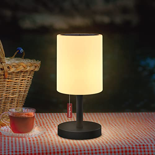 uuffoo Solar Tischleuchte Outdoor,2in1 Solarladung&USB Aufladung Dimmbaren Solar Led Tischlampe,RGB&Warmweiß IP44 Wasserdicht Kabellos Tischlampe für Garten, Balkon,Camping(Schwarz)
