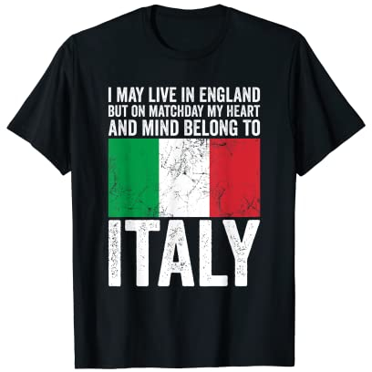 Live In England But My Heart Is In Italy Rugby-Fans T-Shirt