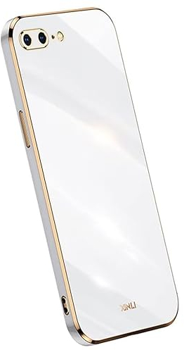 Topme Silikonhülle für iPhone 7 Plus/iPhone 8 Plus (5.5 Inches), [handyhülle im Goldrand-Stil] - Weiß