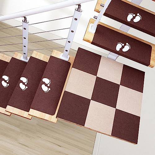 Stufenmatten Innen 10 Stück Treppenstufenteppich Selbstklebend Leuchtet Design Treppenteppich Kleine Stufen für Holzstufen, 55 x 21 + 4cm