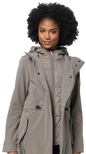MARIKOO Damen Softshell Mantel Übergangsjacke mit Kapuze B965