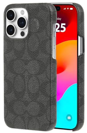 COACH Leder Slim Wrap iPhone 15 Pro Max Hülle - Kompatibel mit MagSafe - Signature Charcoal