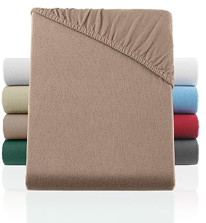 BaSaTex Flausch Feinbiber Winter Spannbettlaken für Babybetten 70x140 cm | Biber Kinder Spannbetttuch aus 100% Baumwolle Made in Green Zertifiziert | Taupe