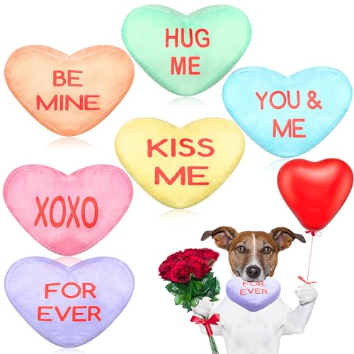 PullCrease 12 Stück Valentinstag Hundespielzeug Valentinstag Herz Geschenke für Hunde Gespräch Herz Quietschendes Hundespielzeug für kleine, mittelgroße und große Welpen Hunde Zahnen Kauspielzeug