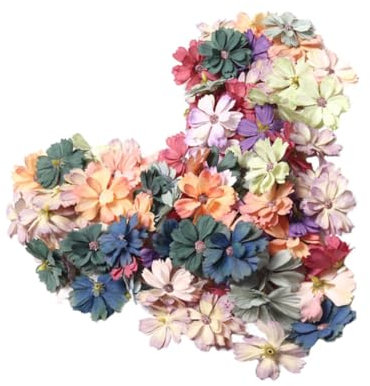 CVNIMV 50 Stück künstliche Blumen aus Stoff, Gänseblümchen-Blumenkopf, künstliche Blumen, Simulationsköpfe, Dekor für Tischschlitten, Miniatur-getrocknete Blumenköpfe, Party, Hochzeit, S