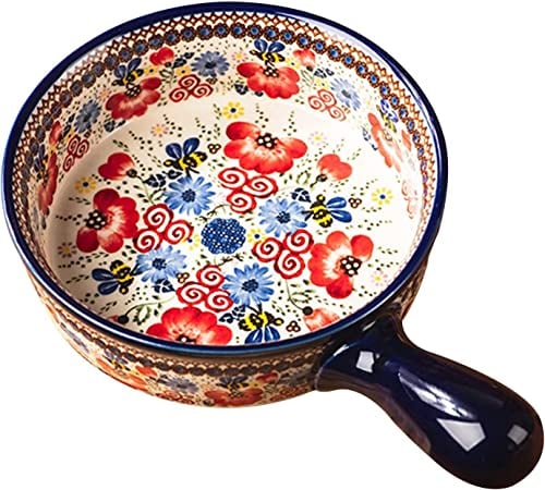 DDNGEJ soup bowls with handles, Salad Bbowl,Soup Bowls,French Onion Soup Bowl with Handle, 600ml Vintage Tableware Ceramic Bowl Microwave and Oven Safe, 23.5x15x5cm-be