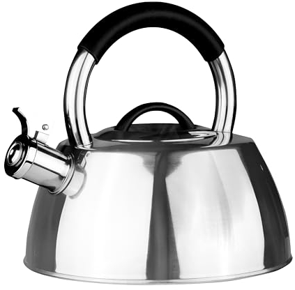 DOMOLETTI | Bouilloire inox - 3L | Convient aux types de cuisinières suivants : induction, gaz, électrique, céramique halogène | Bouilloire sifflante | Bouilloire pour cuisiniere Pour Thé, Café