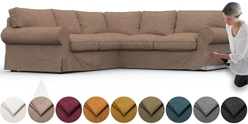 comfortly Bezug für Ektorp Ecksofa 2 + 2, Ersatz-Schonbezug, strapazierfähig, 12-teilig, weicher, strapazierfähiger, waschbarer Stoff, leicht zu reinigen und zu ersetzen (Krone – Antilope)
