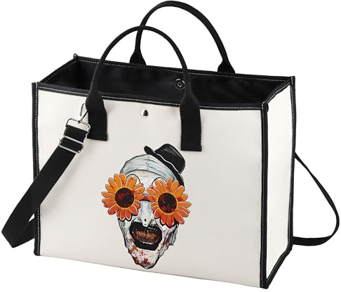 LEVLO Lustige Clown-Tragetasche aus Segeltuch – Geschenk für Film-Fans, Horror-Film-Kunst-Merchandise-, Sunflower Ghost Lt, Medium