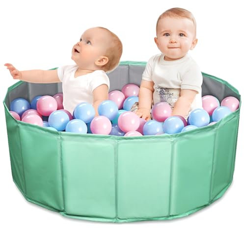 Foreverup Ball Pit, Foldable Baby Ball Pit, Portable Waterproof Round Ocean Balls Pool, Safe Soft Playpen Foam Kids Play Balls Pits for Baby Toddler Boys Girls Dogs Pets Indoor Outdoor, 80 x 25cm