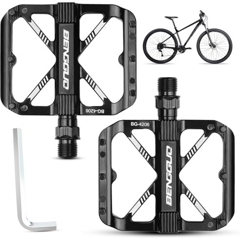 9/16 Zoll Aluminium Fahrradpedale, Fahrrad Plattform Pedale, Mountainbike Pedale, Rennrad Flachpedale, Fahrradpedale mit Abgedichtete Lager Inbusschlüssel, Breites Plattformpedal für E-Bike