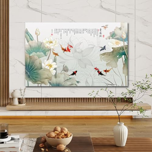 Protector De Pantalla Universal Para Tv Para Lcd Led, Patrón De Pintura De Flores, Decoración Interior De Dormitorio, Sala De Estar, Cubierta Antipolvo Para Televisor(Size:47-50IN(W116xH67CM),Color:C)