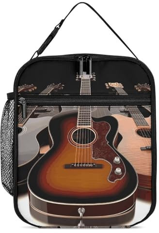 JTKBNVM Lunchbox mit Gitarre, Lunchbox, für Damen und Herren, isolierte Lunchtasche, niedliche Lunch-Tasche für Frauen, Erwachsene, große Lunchbox, isolierte Lunchbox