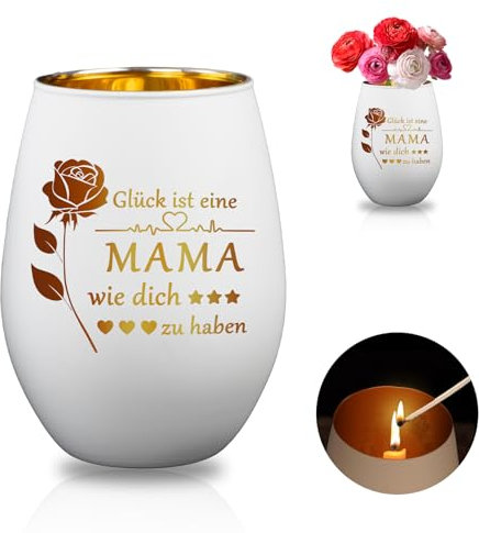 LIHIQIYA Geburtstagsgeschenk für Mama, Windlicht mit Gravur, Geschenk für Mama zum Geburtstag, Windlichts mit Spruch Personalisiert Beste Mama Geschenk zum Geburtstag Geschenkidee für Mütter
