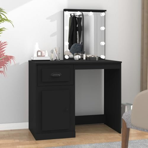 GCHDHAPB Schminktisch mit LED schwarz 90x50x132,5cm Holzwerkstoff