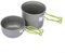 Set di pentole da campeggio, antiaderenti, leggere, con pentola e padella per friggere, con custodia, attrezzatura da cucina portatile per cucinare all'aperto, picnic, escursioni (manico verde)