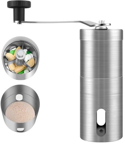 Fefod Edelstahl Tablettenmörser zum Drehen, Tablettenmörser, Pillenmörser Klein, Tablettenmühle, Tablettencrusher zum Zerkleinern, Mörser für Medikamente, Tablettenzerkleinerer Pulver, Pillenmühle