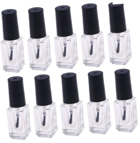 Leere Nagellackfläschchen 20 Stück aus Glas 5ml Quadratisch | Transparent, Füllflaschen für Nailart und Geschäftsreise, Inhalt Leicht Erkennbar