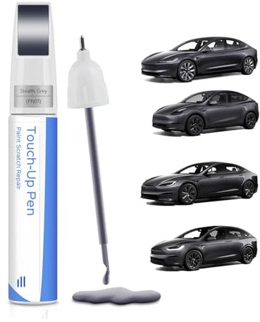 PARTS4EV Stealth Grey (PN01) 2-in-1 Pen & Brush for Tesla - Precision Colour Match Touch Up Paint for Scratch & Chip Repair, Fast-Drying & Water-Resistant