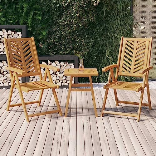 Frdhee Hochlehner Gartenstuhl, Balkonstühle, Esszimmerstühle, Gartenstühle Verstellbar 2 STK. Massivholz Akazie Für Ferienhäuser Hinterhof Schwimmbad