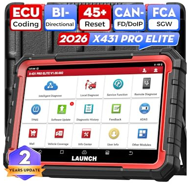 LAUNCH X431 Pro Elite OBD2 Diagnostic Tool Scanner,ECU Coding&Bi-Directional,Actuation Test,Full System Diagnostics,45+ Service Functions,CANFD & DOIP,SGW License Function,Expand Module,2 Years Update