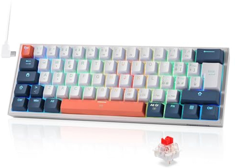Redragon K617 Tastiera Gaming Meccanica 60% Cablata RGB HotSwap 62 Tasti | Interruttori Rossi Lineari Supporto Driver Software Layout Italiano QWERTY per PC Gioco