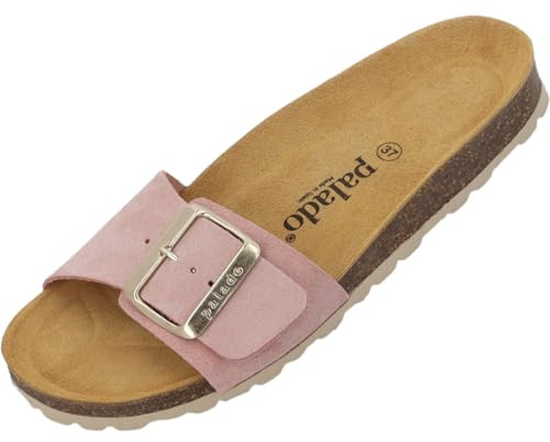 Palado Pantoletten Damen Malta EGS Velours Premium Leather - elegante Sandalen Made in Spain - Hausschuhe mit Kork-Fußbett - bequeme Sommerschuhe