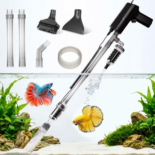 Hygger Limpiador de Grava para Acuarios,2000L/H Cambiador de Agua Eléctrico para Peceras 15W Multifuncional Aspirador para Acuario