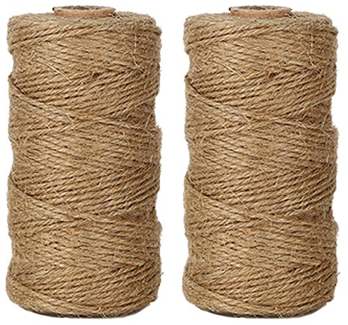 EDGEAM 328 Pieds/100m Naturel Jute Cord Cordon Décoratif pour étiquette Carte Cadeau Bricolage Jardinage (2PCS)