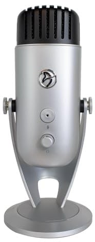 Arozzi Colonna Professional USB Condenser Microphone for PC, Mac, Gaming, Recording, Streaming, Podcasting on PC, Desktop Mic with Multi Pick-up Patterns - Silver