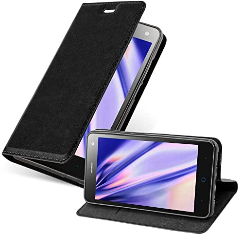 Cadorabo Hülle kompatibel mit ZTE Blade L3 aus Premium Kunst Leder Flip Klappbare Stoßfeste Magnetische [Standfunktion] [Kartenfächern] Cover Hülle für ZTE Blade L3 Tasche in Schwarz