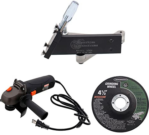 All American Sharpener 5002 Sharpener Kit for Standard Straight Lawn Mower Blades with Angle Grinder and Wheel