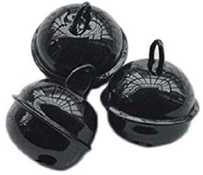 Yalulu 50 Stück 22MM Bunte Laute Jingle Bells Glöckchen Schellen für Weihnachten Pet Anhänger Schlüssel DIY Handwerk Handgemachte Accessoires Deko (Schwarz)