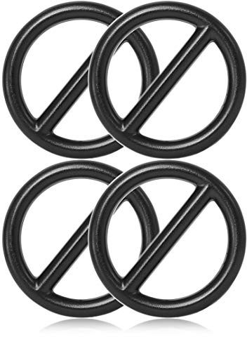 Ganzoo O-Ring mit Steg Metall für Hunde-Leine, 25 mm Innen-Durchmesser, 4 Stück, Stegring, legierter Stahl, Nicht rostend, Rund-Ringe für Paracord 550 Halsband, Handtasche, Basteln, Farbe Schwarz