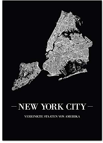 JUNIWORDS Stadtposter, New York City, Wähle eine Größe, 60 x 90 cm, Poster, Schrift A, Schwarz