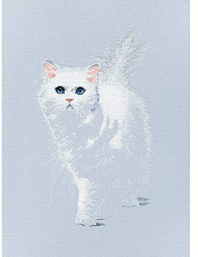 RTO M780 Weiße Katze Kreuzstichset, Baumwolle, Mehrfarbig, 17.5x28 cm