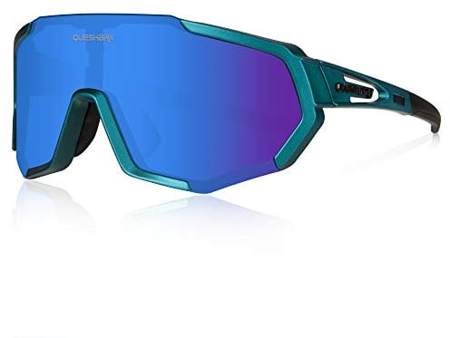 Queshark Sportbrillen Fahrrad Brillen Damen Herren Polarisierte UV400 Schutz mit 3 Wechselgläser Radbrillen für Outdoor-Sport Radfahren Motorradfahren Laufen Angeln Golf