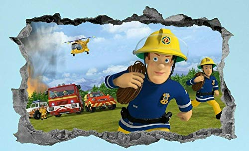 HUGF Wandtattoo Feuerwehrmann Sam Aufkleber Kinder 3D Aufkleber Schlafzimmer Wandkunst Wandbild