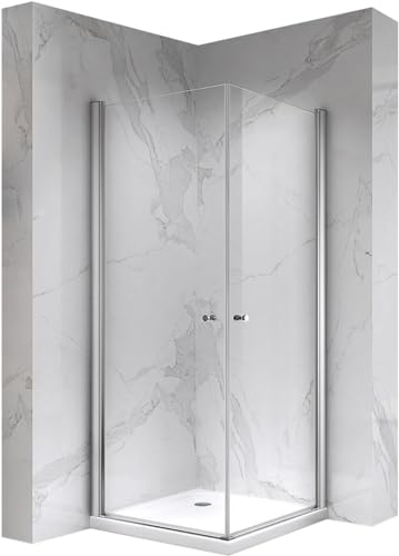 Moments of Glass Duschkabine GAIA mit Pendeltüren, 70x90 cm, Höhe: 185 cm, Eckduschkabine mit Hebe-Senk-Mechanismus aus 6 mm NANO ESG Sicherheitsglas - DK861