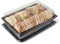 Caterline 10 x Large Reusable & Recyclable Plastic Serving Platters 450mm x 310mm x 75 Deep Black Base/Clear Lids