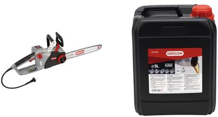 Oregon CS1500 - Tronçonneuse Électrique 230V avec Auto-Affûtage, Guide de 45 cm, Puissance 2400W & Huile pour Chaîne et Guide-Chaîne de Tronçonneuse, 5 L (O10-4936)